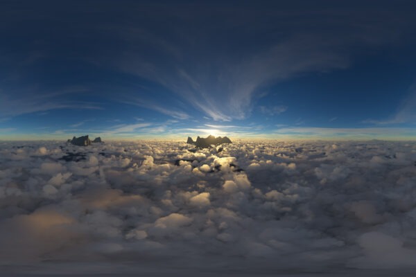 Dramatic Aerial Panorama of Clouds and Mountain Landscape.