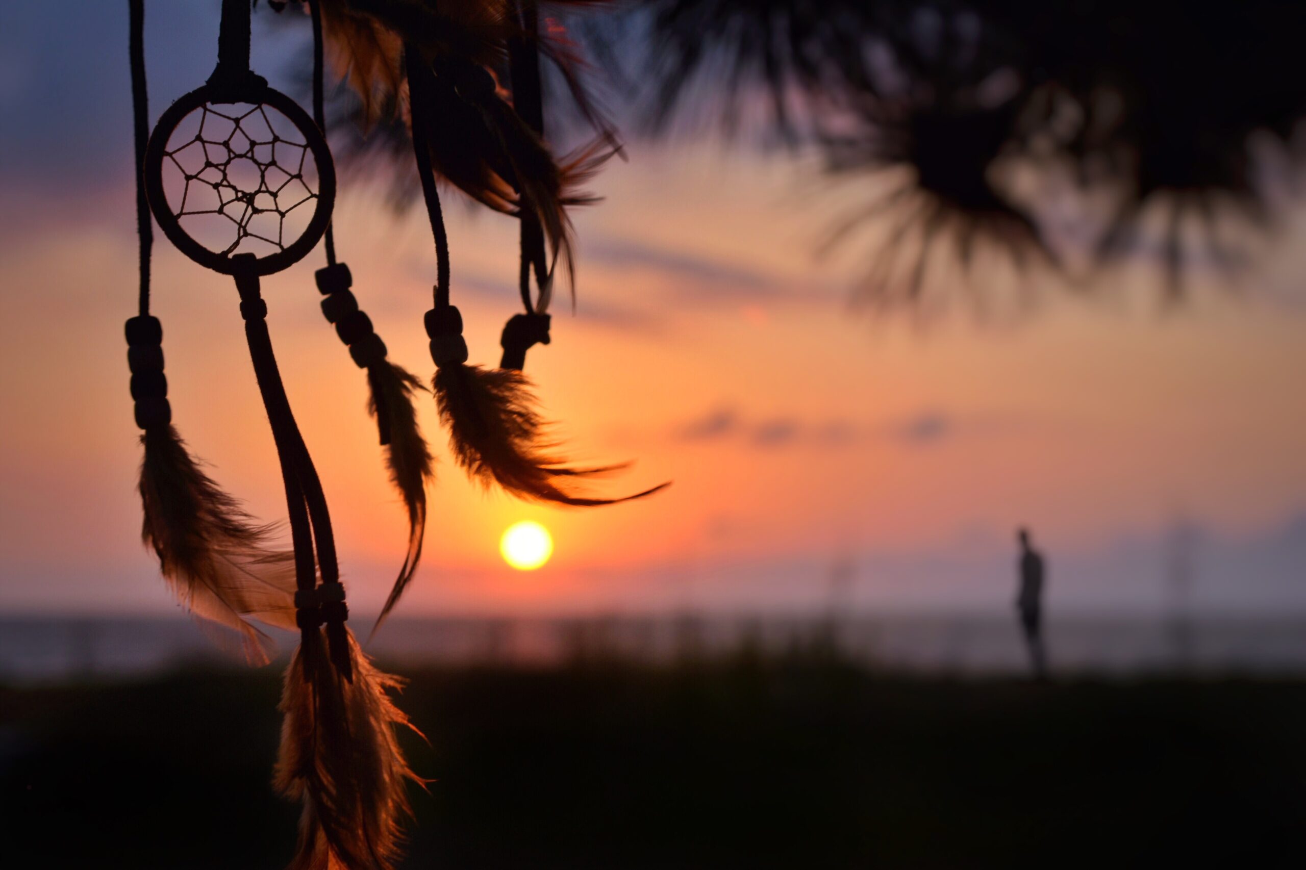 Photo of a dreamcatcher at sunset.